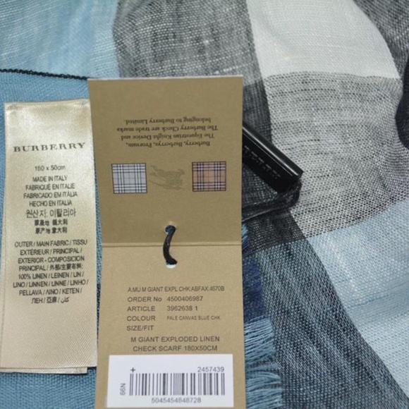 NWT BURBERRY GIANT EXPLODED CHECK LINEN LARGE CRINKLE SCARF - Picture 6 of 6